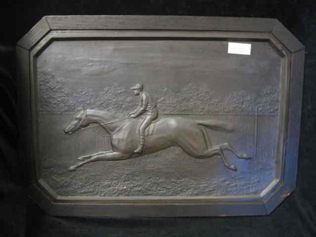 Appraisal: Victorian Bronze Plaque of Horse Jockey signed '' x ''