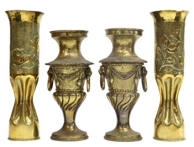 Appraisal: lot of French trench art vases fashioned from artillery shells