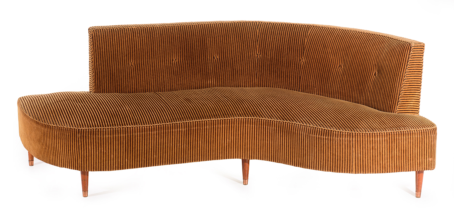 Appraisal: ROSANDO CURVED SOFA Brown velvet upholstery Australia c s h