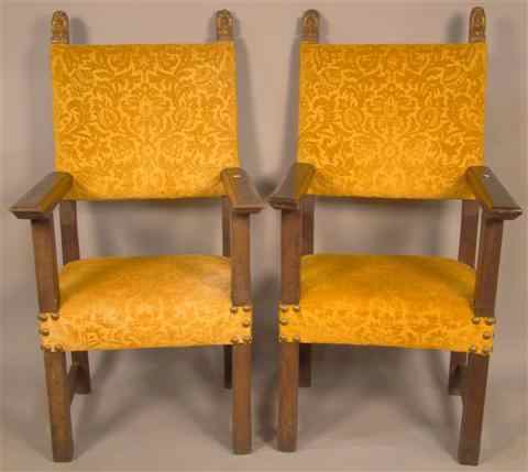 Appraisal: PAIR OF RENAISSANCE STYLE ARMCHAIRS TH TH CENTURY h w