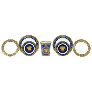 Appraisal: Grouping of Seven Rosenthal Versace Medusa Blue Porcelain Plates and