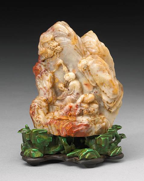 Appraisal: A good soapstone miniature mountain th th Century Of irregular