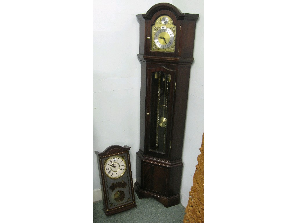 Appraisal: Lot comprising modern wall clock and a corner longcase clock