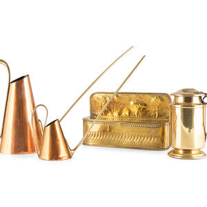 Appraisal: A Group of Brass and Copper Vessels comprising an English