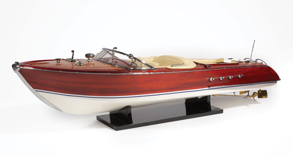 Appraisal: American Teak and Mahogany Model of a Speed Boat h