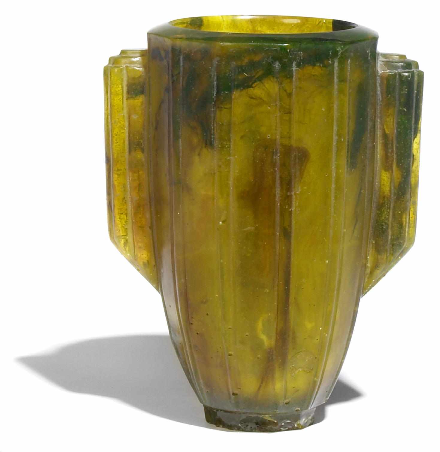 Appraisal: A Franois Dcorchemont pte de verre two handled vase circa