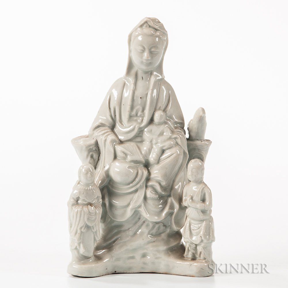 Appraisal: Blanc-de-Chine Figure of Guanyin Blanc-de-Chine Figure of Guanyin China seated