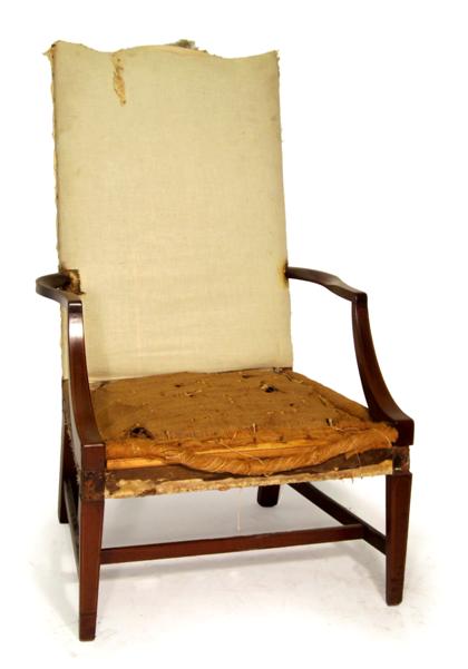 Appraisal: Federal inlaid mahogany lolling chairlate th early th century