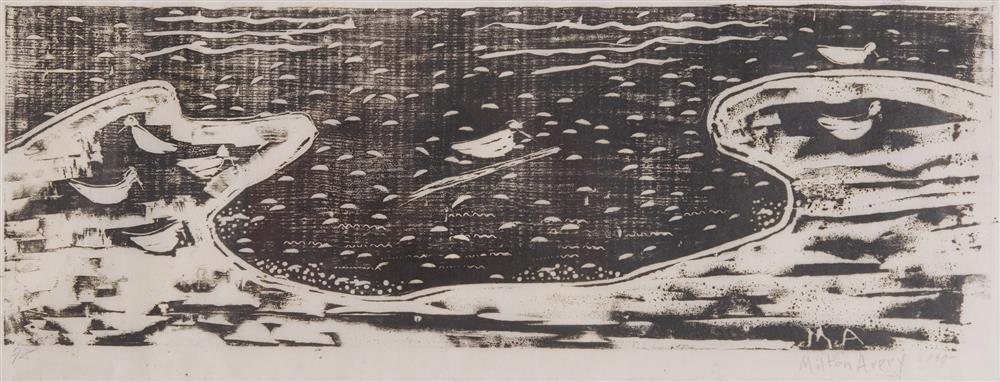 Appraisal: MILTON CLARK AVERY American - Birds and Sea woodcut signed