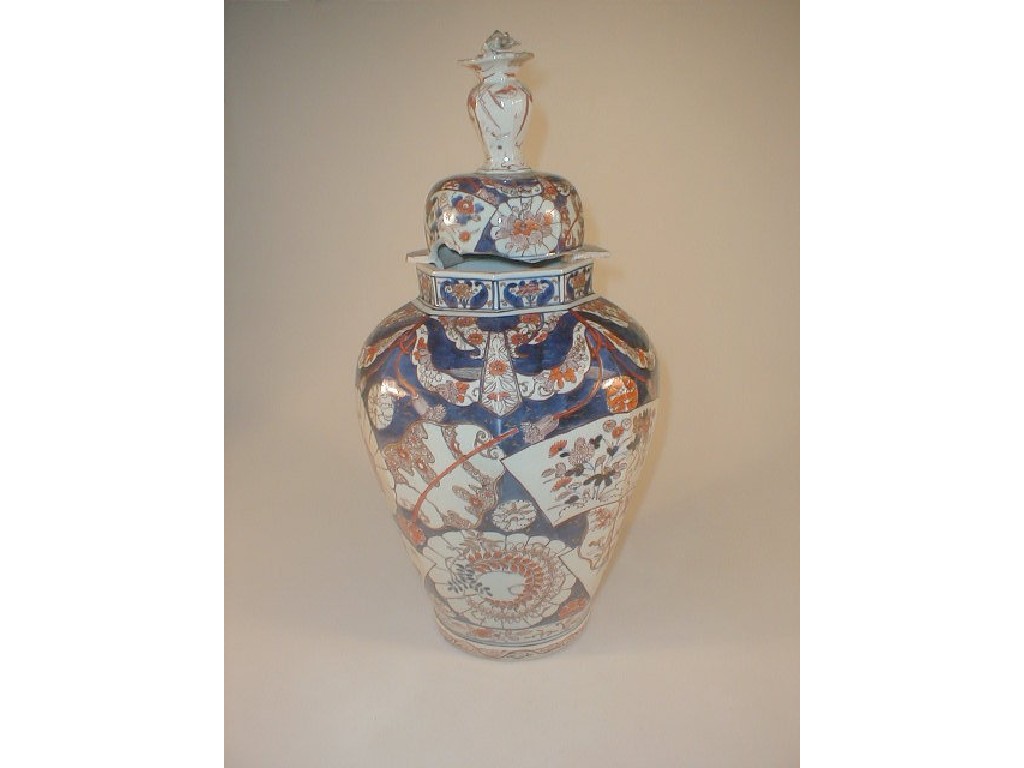 Appraisal: A Japanese Imari vase and cover painted with brocade flowers