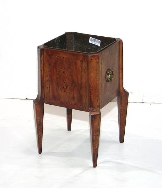 Appraisal: A George III style inlaid mahogany jardiniere mid th century