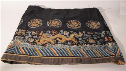 Appraisal: Chinese blue ground table apron th century