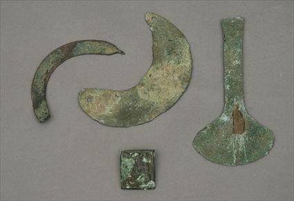 Appraisal: Luristan Axe Crescent Elephant Harness Fitting and Torque Fragment Axe