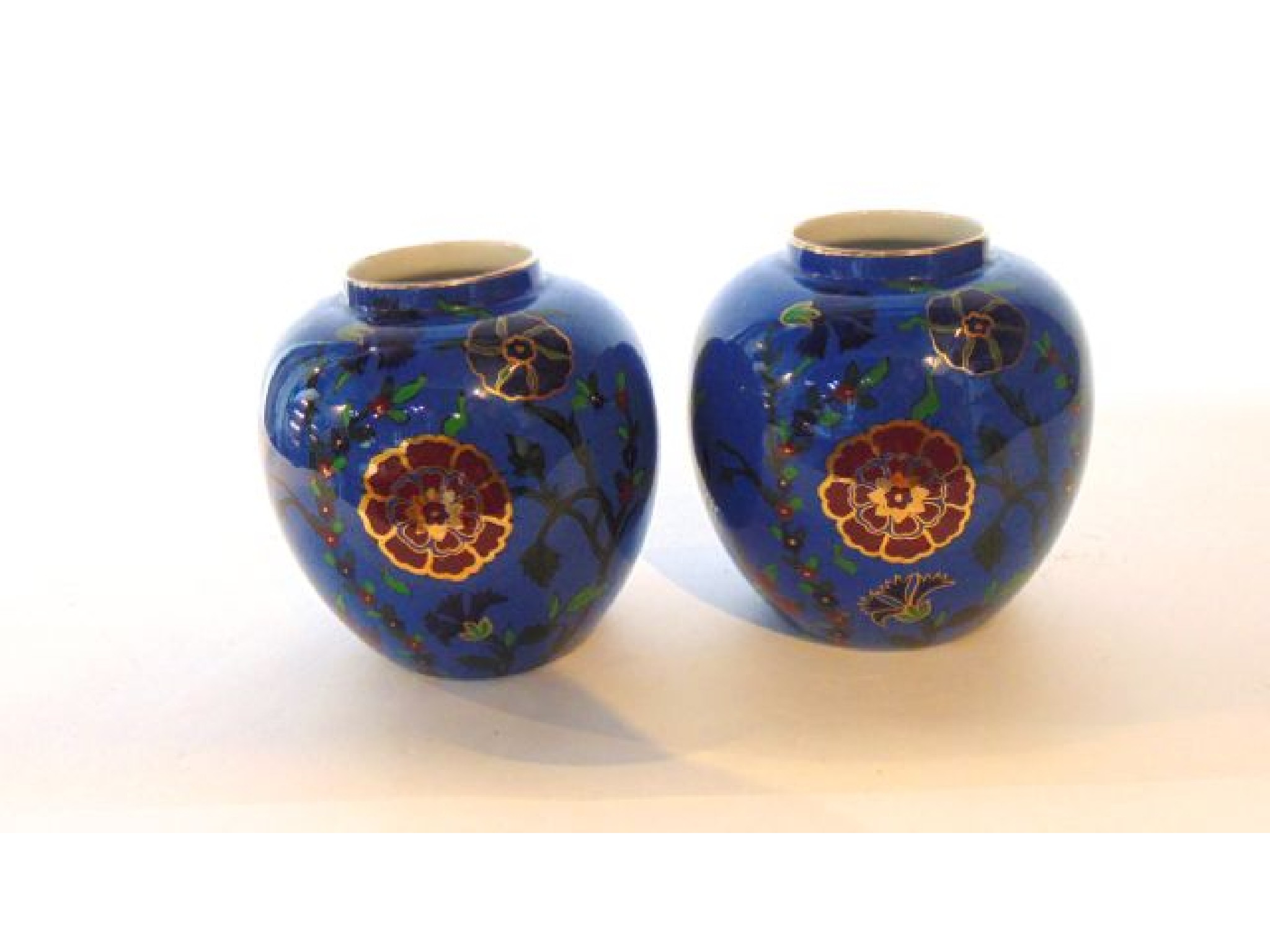 Appraisal: A pair of Wilton ware blue glazed vases of ovoid