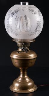 Appraisal: Brass Oil Lamp Converted to Electric Brass oil lamp converted