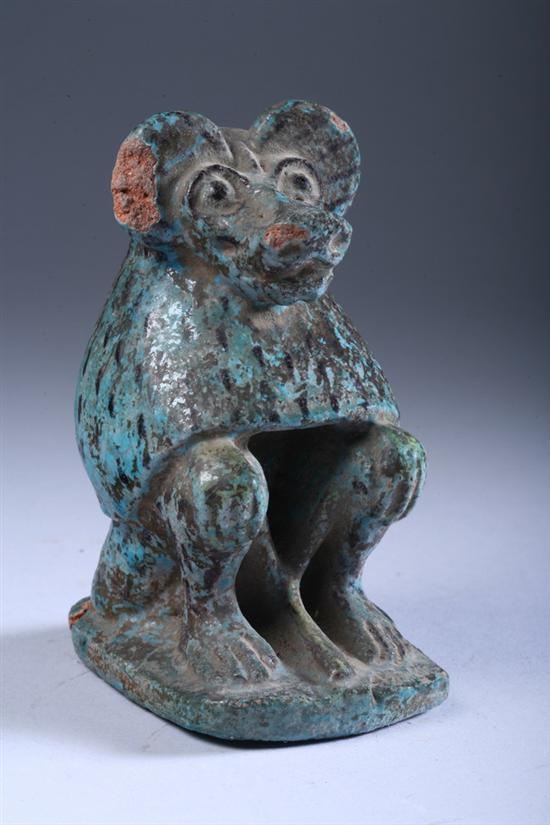 Appraisal: EGYPTIAN TURQUOISE FAIENCE FIGURE OF BABOON - in high