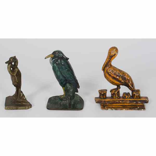 Appraisal: Shore Birds Cast Iron And Bronze Doorstops American a cast