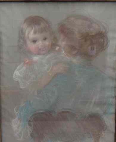 Appraisal: FROMKES Maurice Pastel of a Mother Child Signed lower right