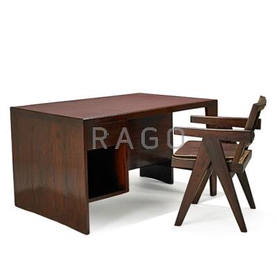 Appraisal: PIERRE JEANNERET - Desk and chair from the Chandigarh Administrative