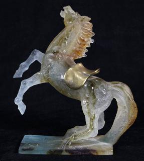 Appraisal: Daum Daum France pate de verre figure depicting a rearing