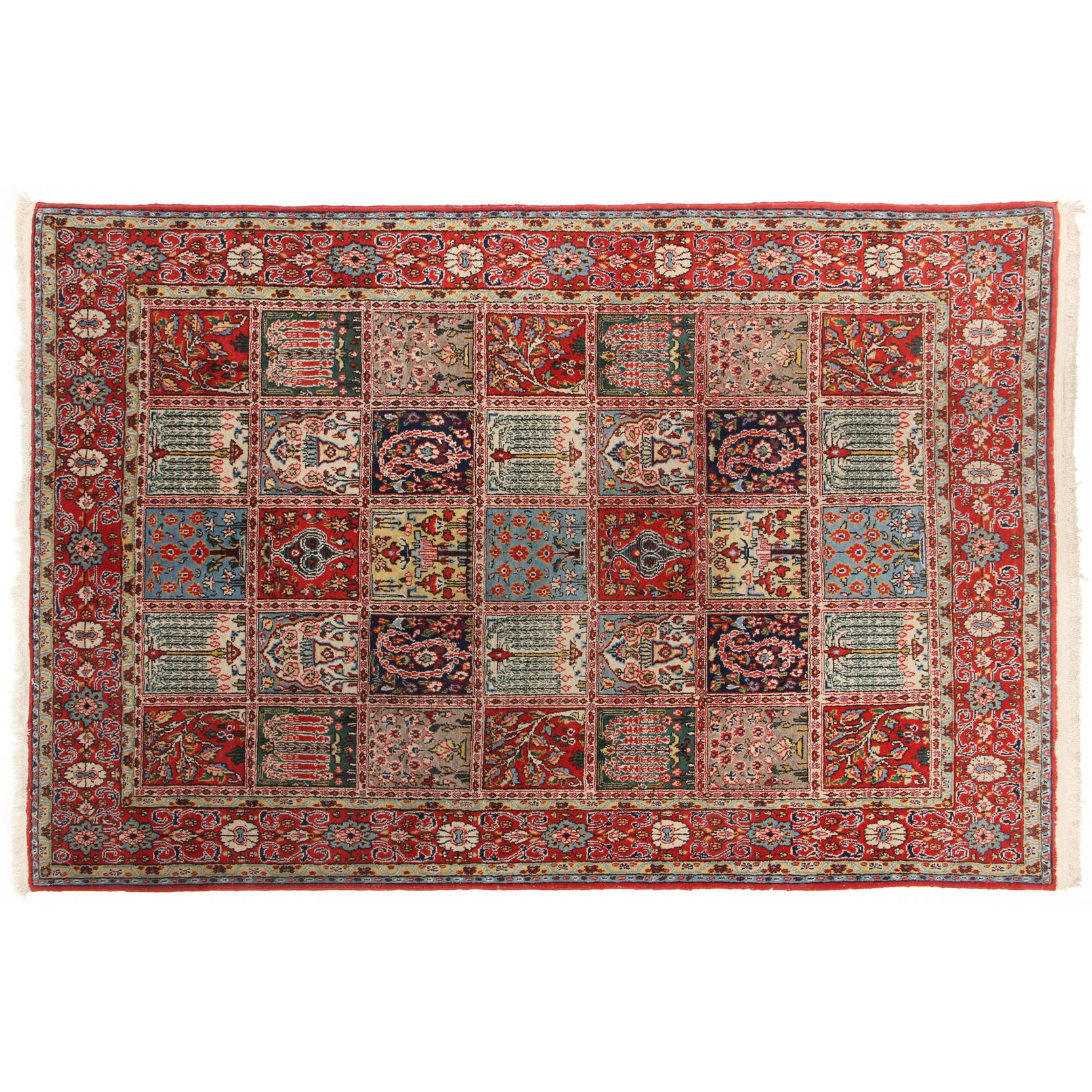 Appraisal: Persian Kum Area Rug circa garden design on red field