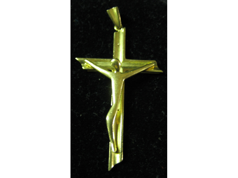 Appraisal: GOLD CRUCIFIX PENDANT k yellow gold crucifix with contemporary design