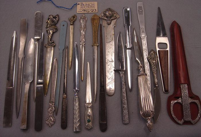 Appraisal: Lot of vintage metal letter openers Including a scissor letter