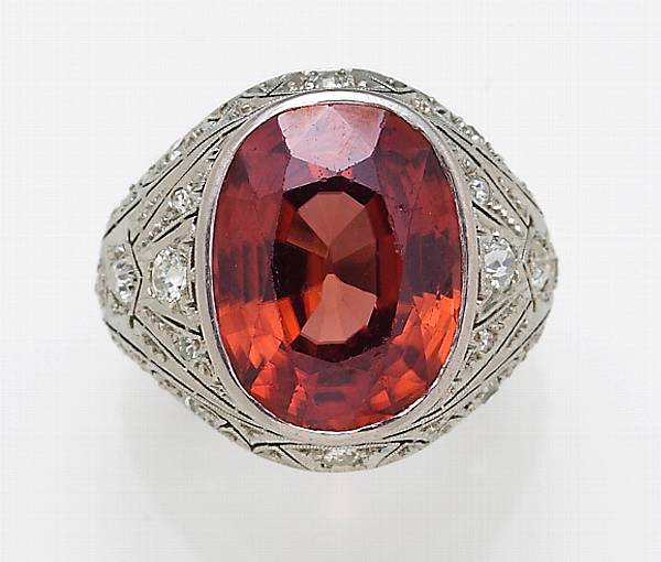 Appraisal: A brown zircon diamond and platinum ring