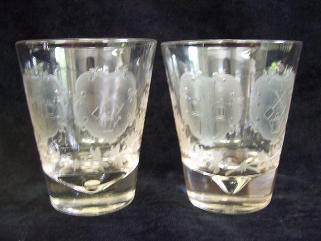 Appraisal: Two th Century tumblers each engraved two cartouches depicting gardening