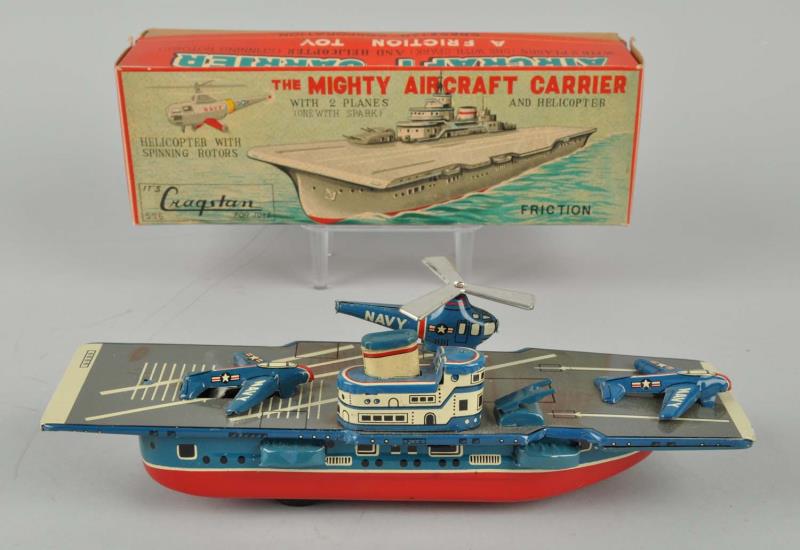 Appraisal: Japanese Tin Litho Friction Aircraft Carrier Original box with inserts