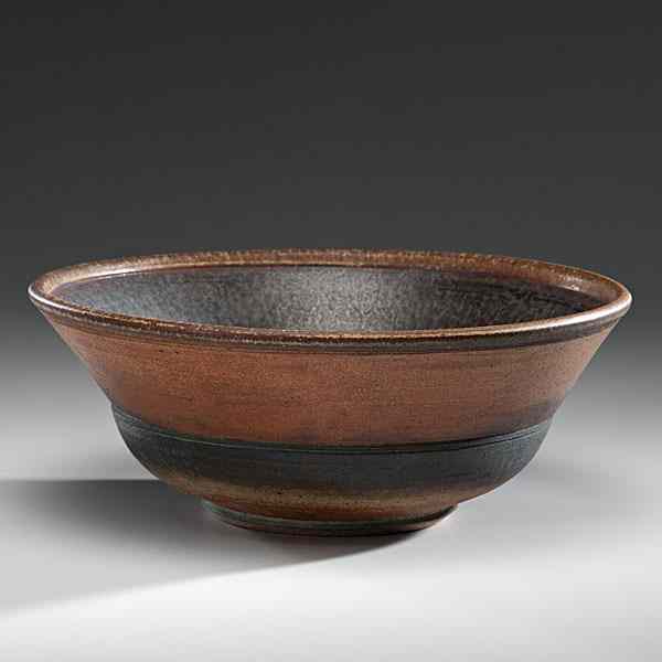 Appraisal: Karen Karnes USA Large Wood-Fired Bowlca Stoneware ht dia in