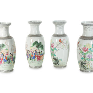 Appraisal: Two Pairs of Large Chinese Famille Rose Porcelain Vases the