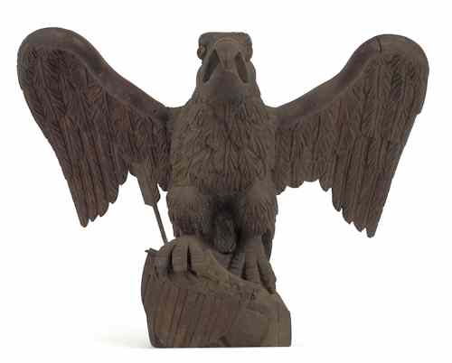 Appraisal: Philadelphia oak carved eagle mid th c with outstretched wings