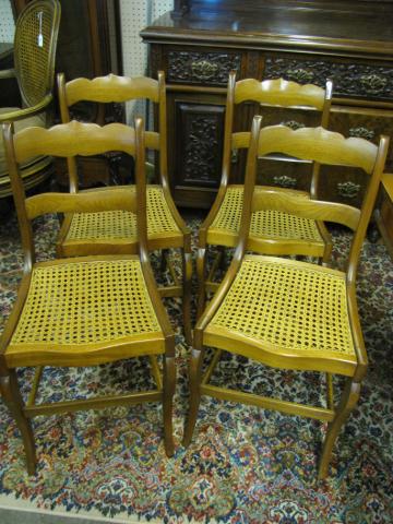 Appraisal: Set of four walnut cane-seat chairs