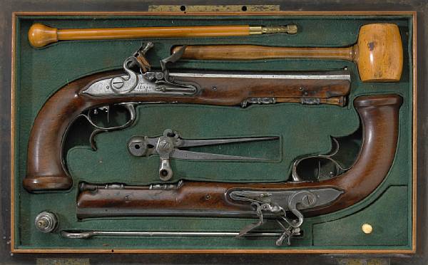 Appraisal: A cased pair of French flintlock officer's pistols by Nicolas