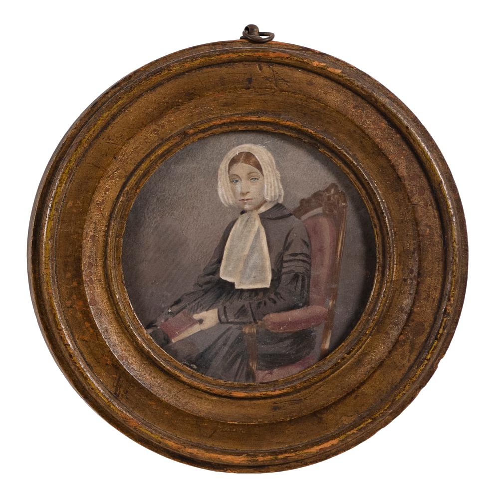 Appraisal: AMERICAN SCHOOL MID- TO LATE TH CENTURY CIRCULAR PORTRAIT OF