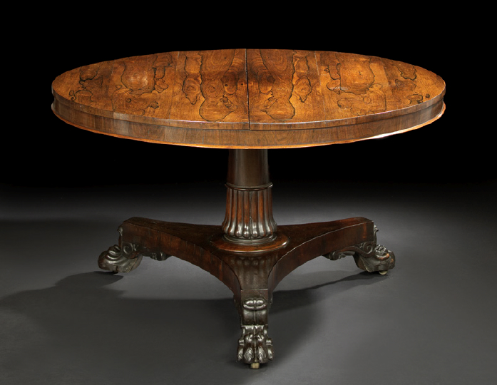 Appraisal: Late Regency Rosewood Center Table second quarter th century the