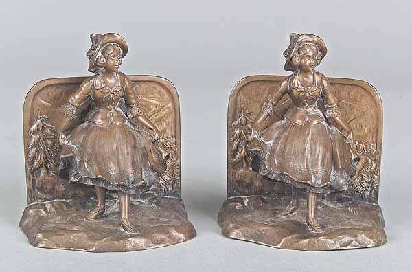 Appraisal: A Pair of Austrian Patinated Bookends late th early th