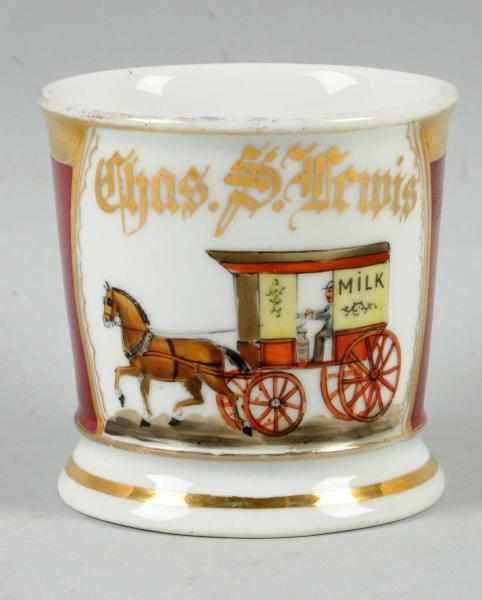 Appraisal: Milk Wagon Shaving Mug Gilt name Chas S Lewis Detailed