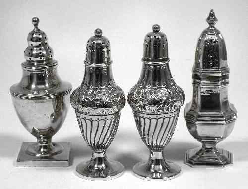 Appraisal: A pair of late Victorian silver bulbous pepper pots of