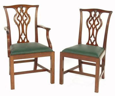 Appraisal: A set of eight mahogany dining chairs in George III