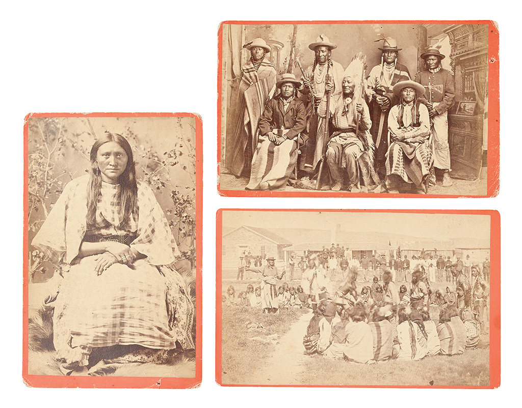 Appraisal: AMERICAN INDIANS--PHOTOGRAPHS Baker Johnston photographers Group of cabinet card portraits