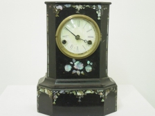 Appraisal: Cast iron mantel with Mother of Pearl inlay American Clock