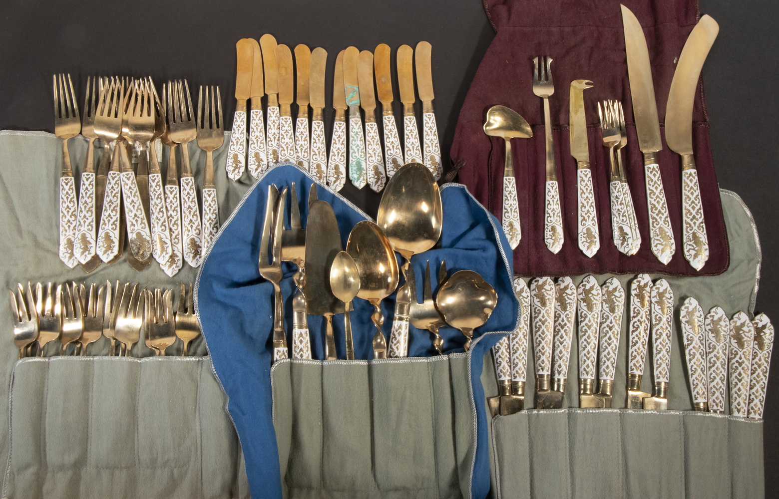 Appraisal: PCS ASIAN BRASS FLATWARE Large Set of Brass Flatware from