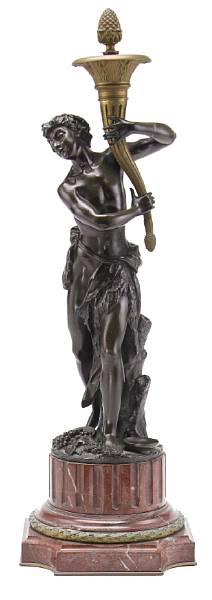 Appraisal: A French patinated bronze figure of a faun Susse Fr