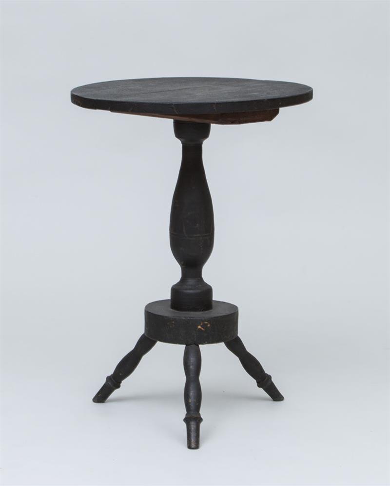 Appraisal: BLACK PAINTED CANDLESTAND NEW ENGLAND x in diam Estimate -