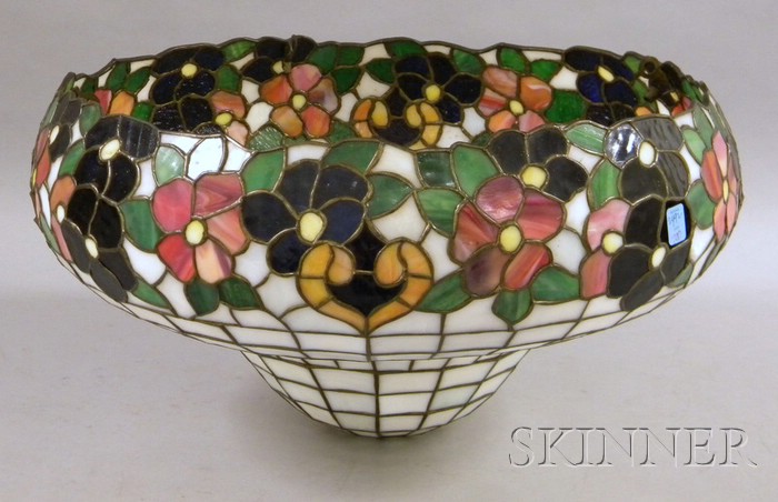 Appraisal: Leaded Art Glass Floral Pattern Hanging Ceiling Light Shade ht