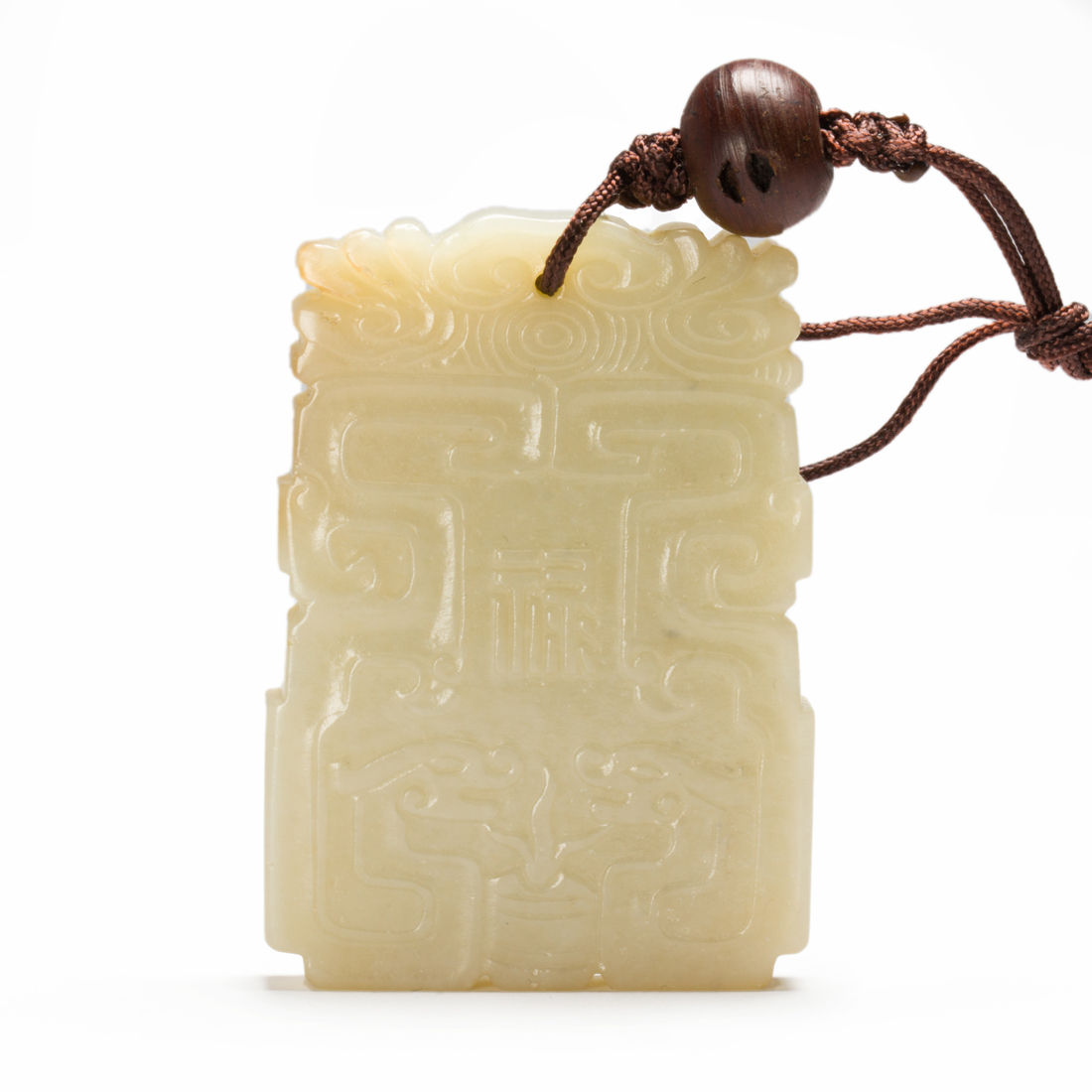 Appraisal: CHINESE WHITE JADE PENDANT Chinese white jade pendant carved with