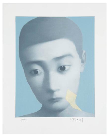 Appraisal: Zhang Xiaogang b untitled offset lithograph printed in colors signed