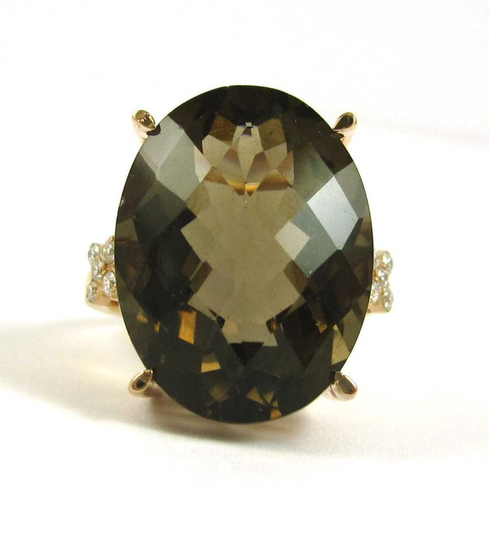 Appraisal: SMOKY TOPAZ DIAMOND AND FOURTEEN KARAT GOLD RING The rose